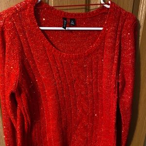 Red sequined sweater XL but fits like a medium!!!
